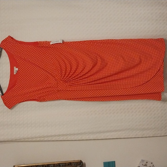 dressbarn Dresses & Skirts - NWT Dressbarn Signature dress orange w/white polka dots size 14